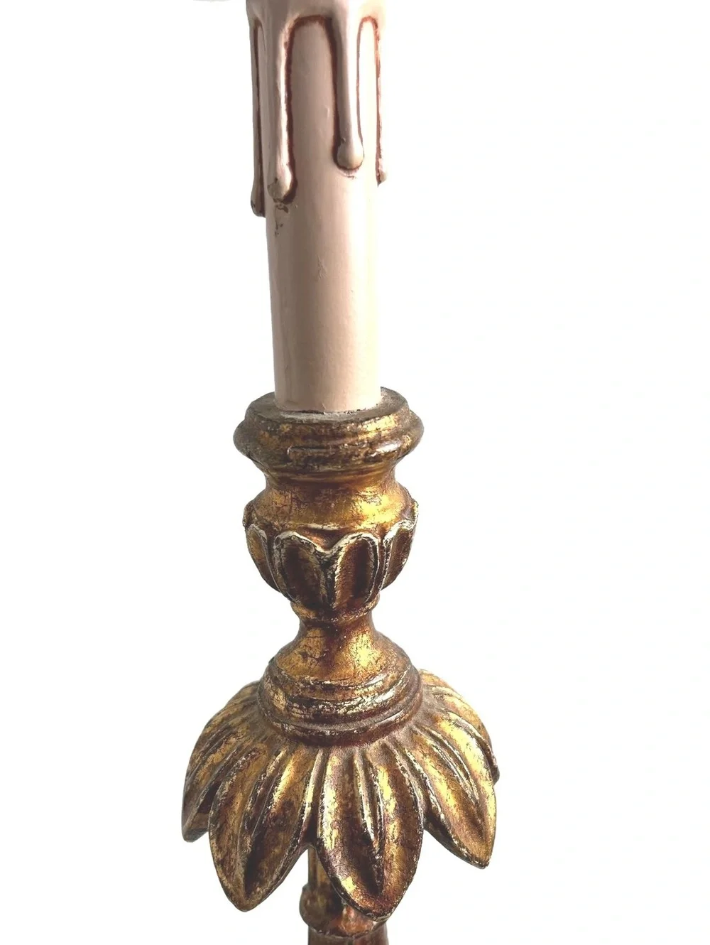 Vintage Hollywood Regency Gold Gilded Candlestick Table Lamp